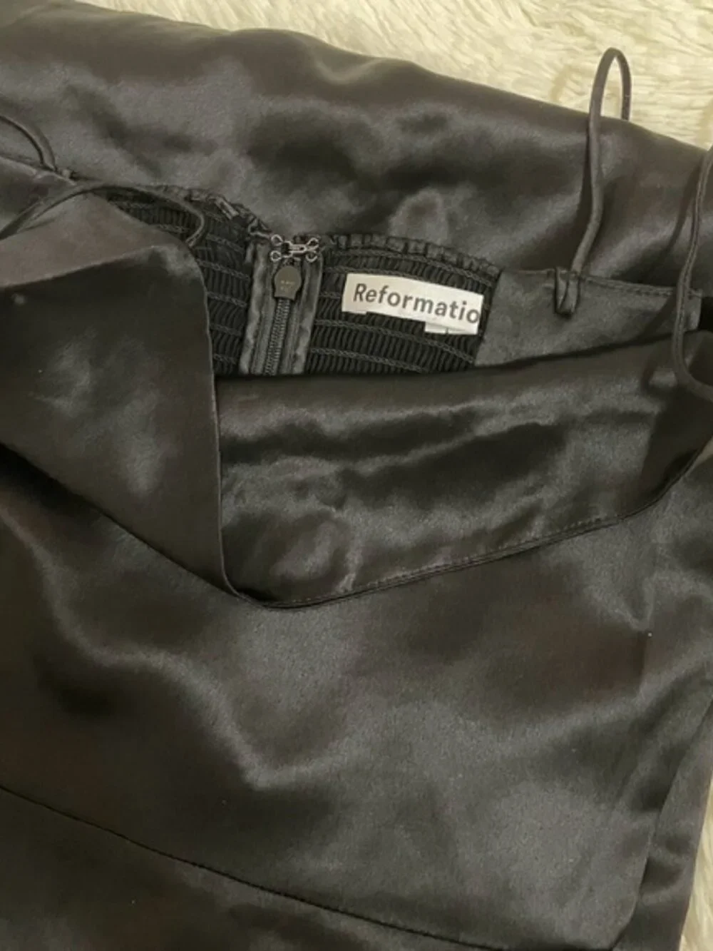 NWT Reformation Frankie Silk Dress Black - Picture 5 of 7